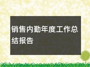 销售内勤年度工作总结报告