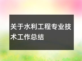 关于水利工程专业技术工作总结