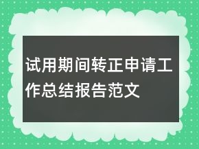 试用期间转正申请工作总结报告范文