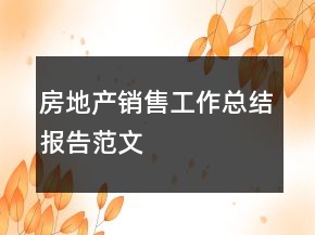 房地产销售工作总结报告范文