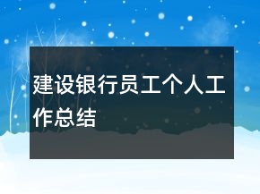 建设银行员工个人工作总结