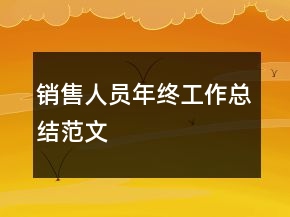 销售人员年终工作总结范文