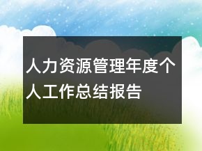 人力资源管理年度个人工作总结报告