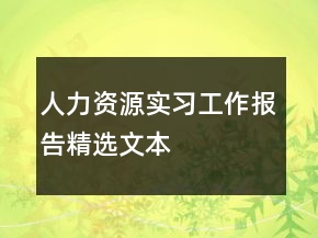人力资源实习工作报告精选文本