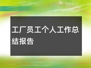 工厂员工个人工作总结报告