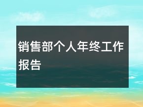 销售部个人年终工作报告