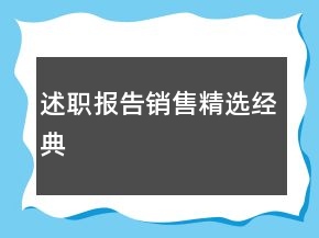述职报告销售精选经典
