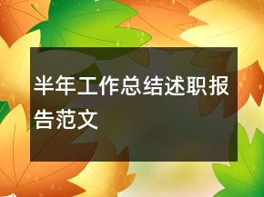 半年工作总结述职报告范文