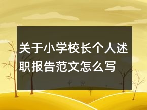 关于小学校长个人述职报告范文怎么写