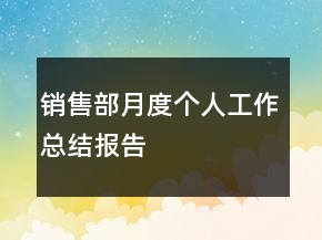 销售部月度个人工作总结报告