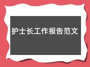 护士长工作报告范文