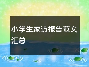 小学生家访报告范文汇总