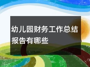 幼儿园财务工作总结报告有哪些