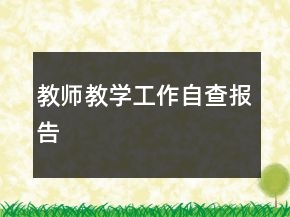 教师教学工作自查报告
