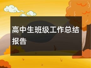 高中生班级工作总结报告