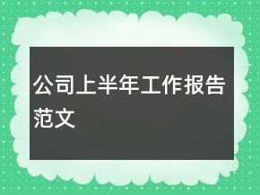 公司上半年工作报告范文