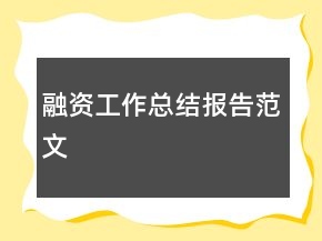 融资工作总结报告范文