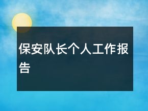 保安队长个人工作报告