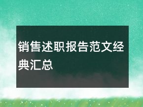 销售述职报告范文经典汇总