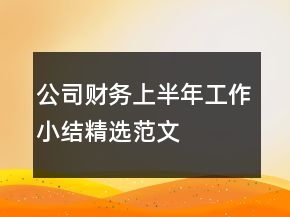 公司财务上半年工作小结精选范文