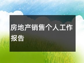 房地产销售个人工作报告