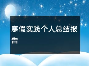 寒假实践个人总结报告