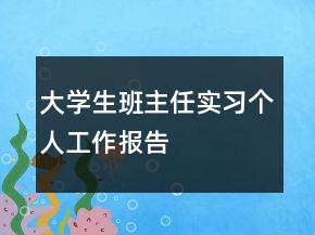 大学生班主任实习个人工作报告