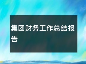集团财务工作总结报告