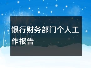 银行财务部门个人工作报告