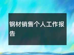 钢材销售个人工作报告