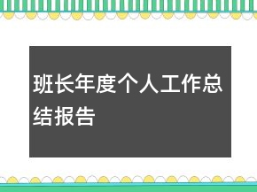 班长年度个人工作总结报告