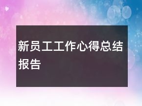 新员工工作心得总结报告