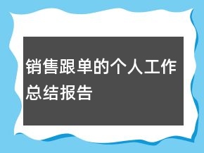 销售跟单的个人工作总结报告