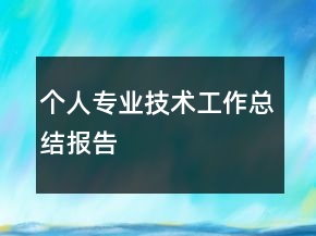 个人专业技术工作总结报告