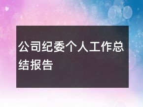 公司纪委个人工作总结报告