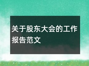 关于股东大会的工作报告范文