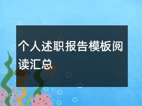 个人述职报告模板阅读汇总