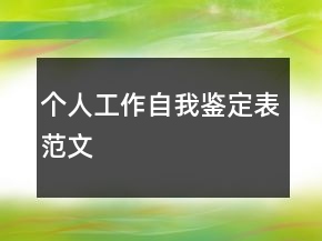 个人工作自我鉴定表范文