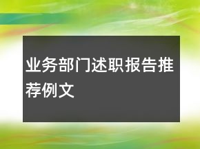 业务部门述职报告推荐例文