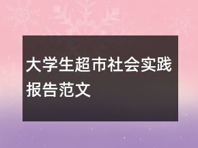 大学生超市社会实践报告范文