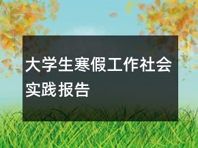 大学生寒假工作社会实践报告