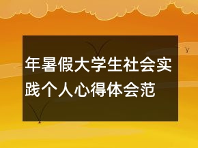 年暑假大学生社会实践个人心得体会范文