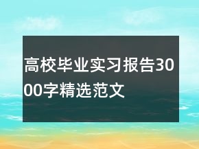 高校毕业实习报告3000字精选范文
