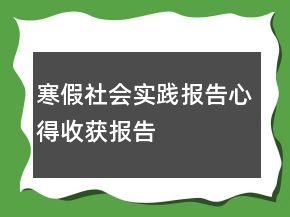 寒假社会实践报告心得收获报告