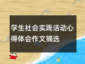 学生社会实践活动心得体会作文摘选