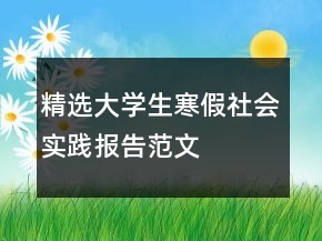 精选大学生寒假社会实践报告范文