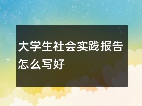 大学生社会实践报告怎么写好