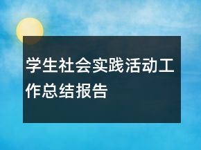 学生社会实践活动工作总结报告