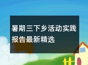 暑期三下乡活动实践报告最新精选