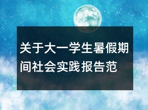 关于大一学生暑假期间社会实践报告范文大全